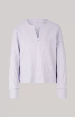 Ribbed Long-Sleeve Loungewear Top in Lavender