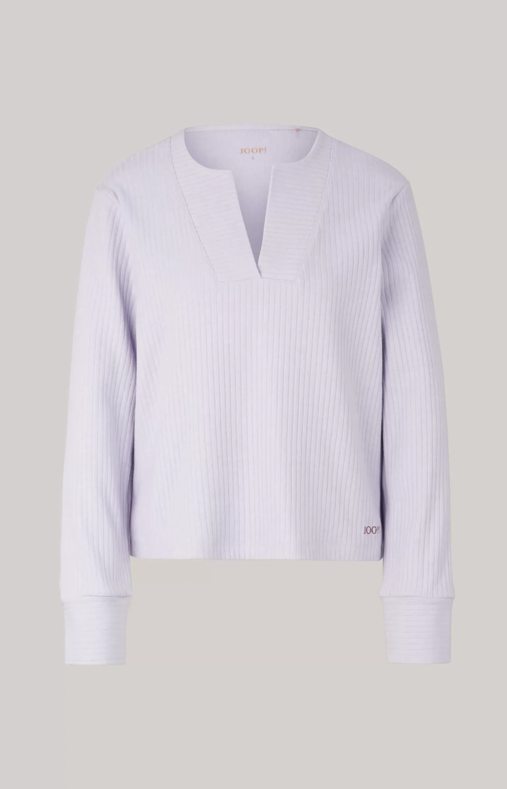 Ribbed Long-Sleeve Loungewear Top in Lavender