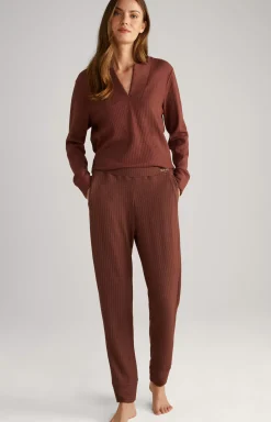 Ribbed Long-Sleeve Loungewear Top in Coffee