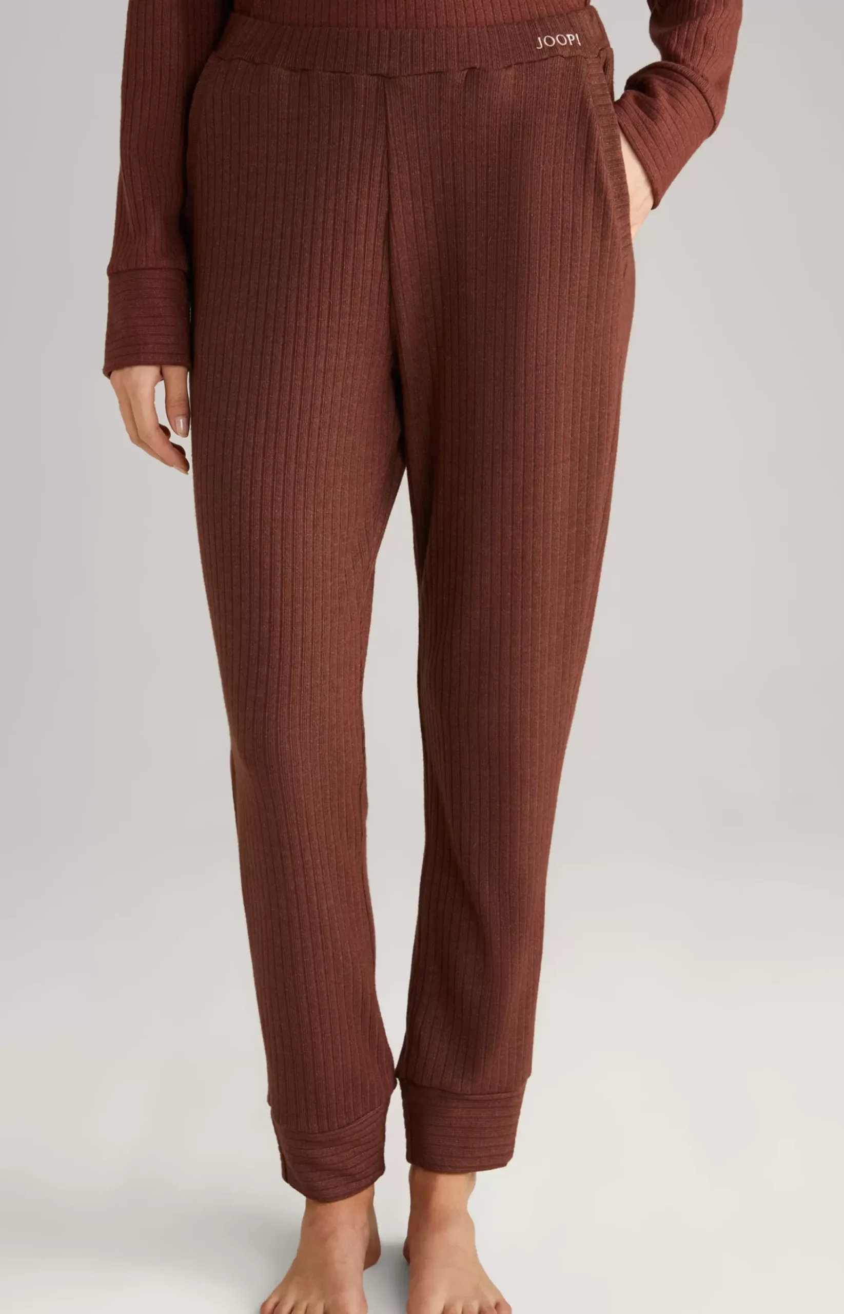Ribbed Loungewear Joggers in Coffee