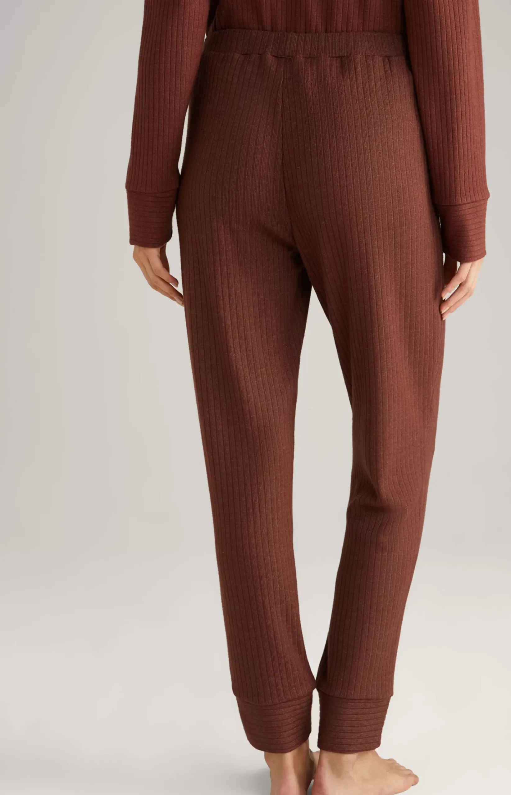 Ribbed Loungewear Joggers in Coffee