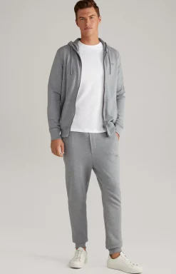 Salvatore Hoodie Sweatshirt Jacket in Grey Melange