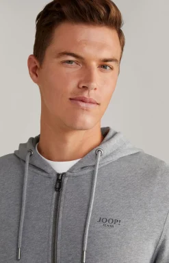 Salvatore Hoodie Sweatshirt Jacket in Grey Melange
