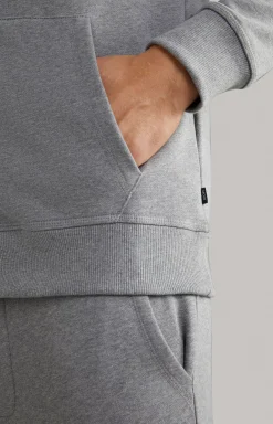 Salvatore Hoodie Sweatshirt Jacket in Grey Melange