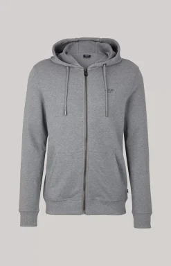 Salvatore Hoodie Sweatshirt Jacket in Grey Melange