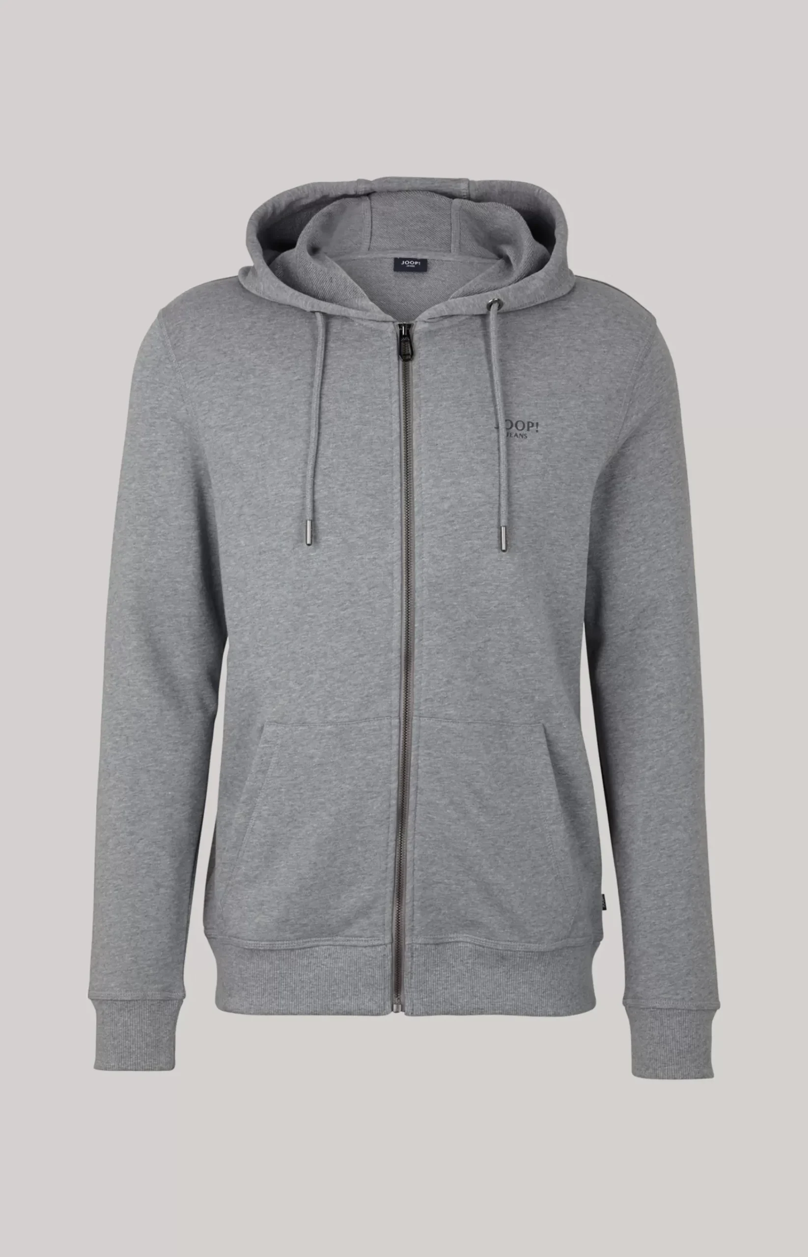 Salvatore Hoodie Sweatshirt Jacket in Grey Melange