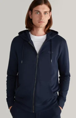 Salvatore Hoodie Sweatshirt Jacket in Dark Blue