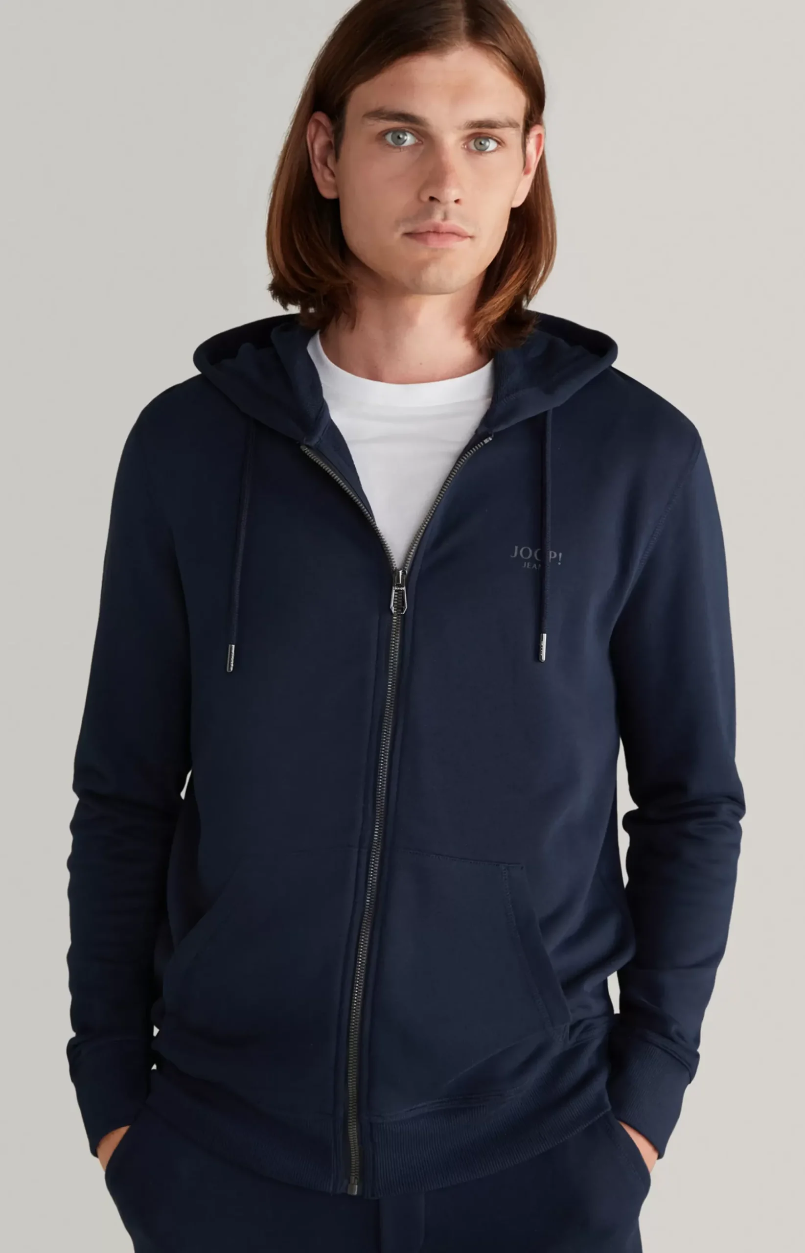 Salvatore Hoodie Sweatshirt Jacket in Dark Blue