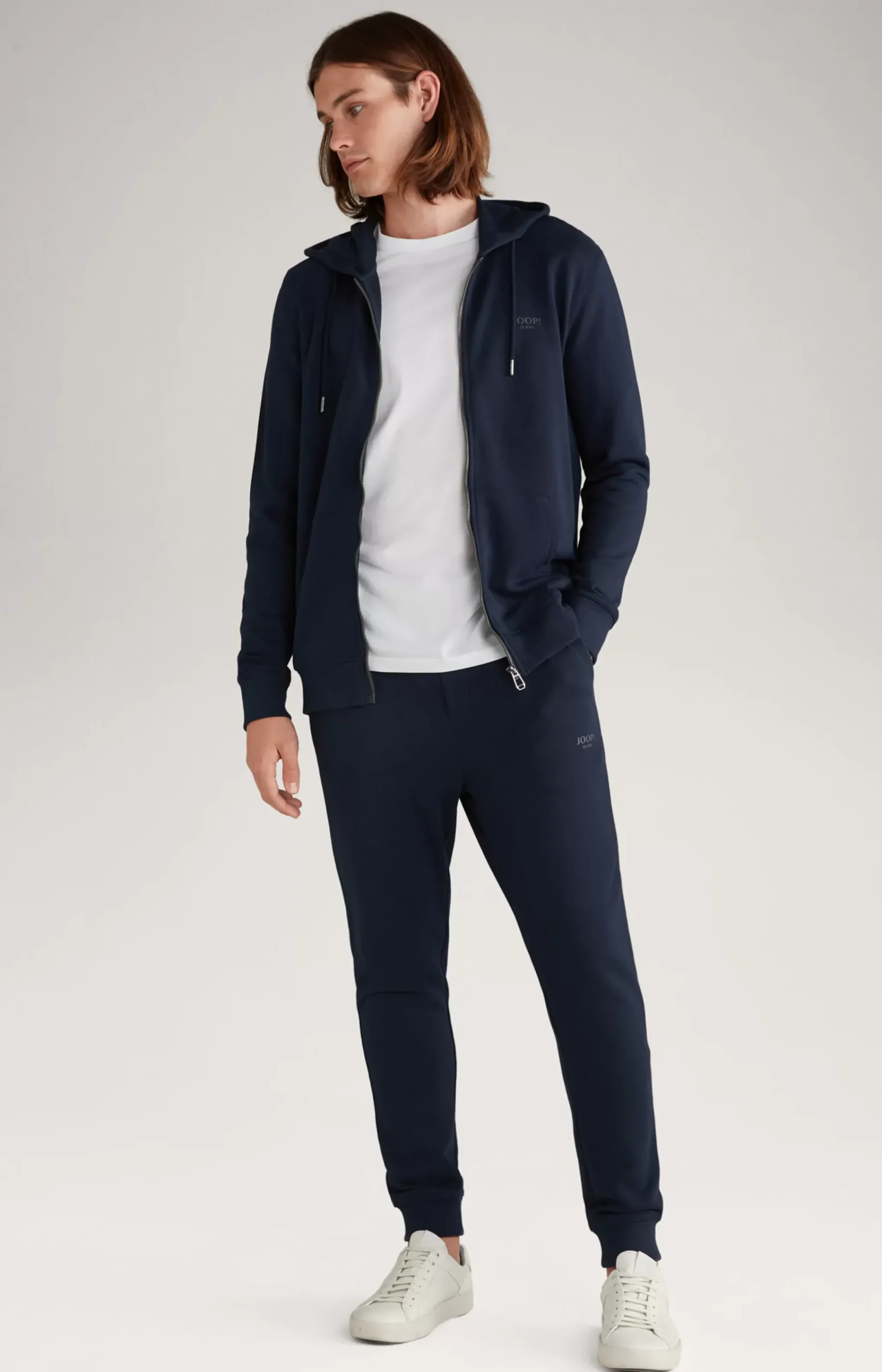 Salvatore Hoodie Sweatshirt Jacket in Dark Blue