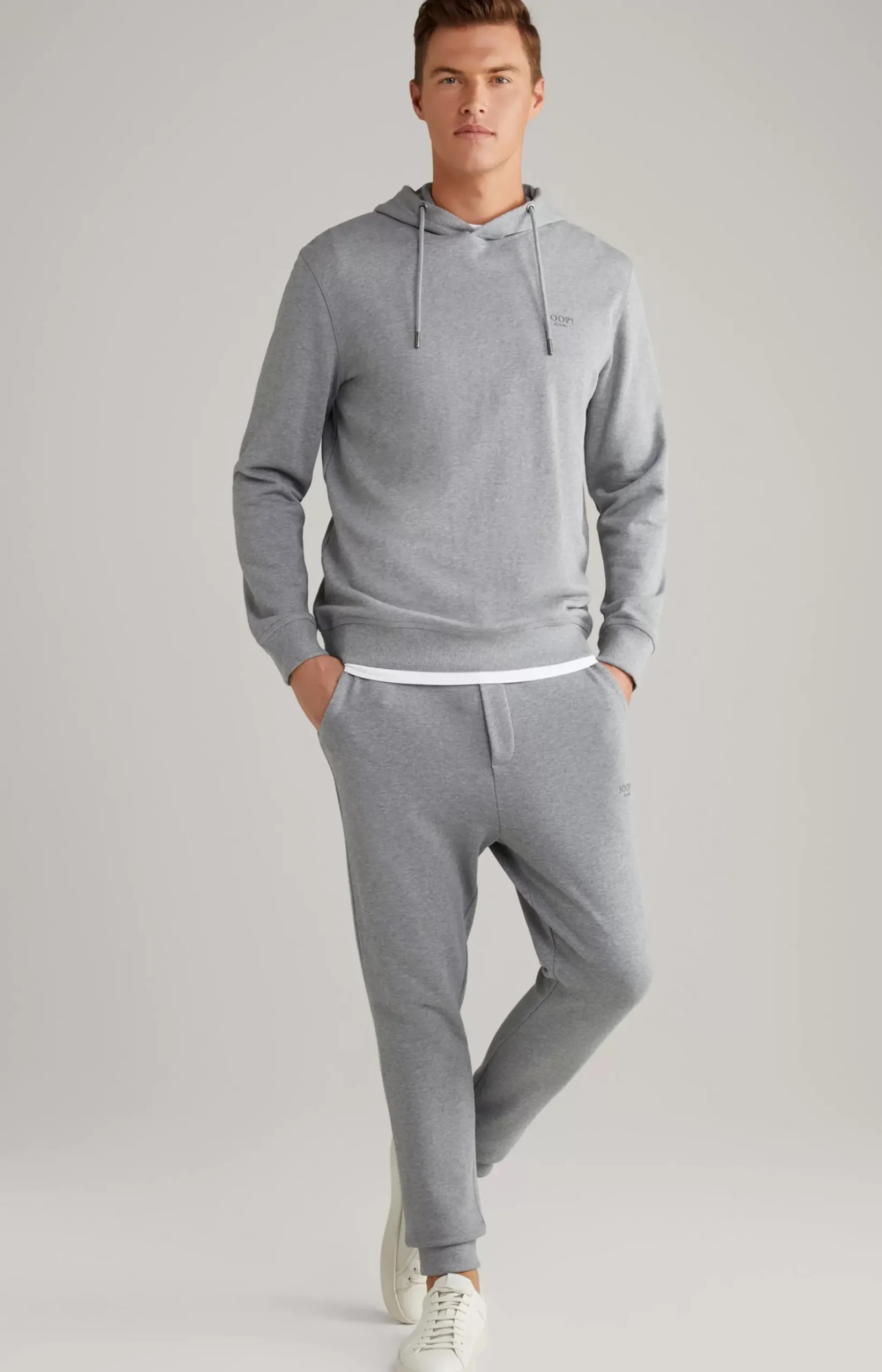 Samuel Cotton Hoodie in Grey Flecked