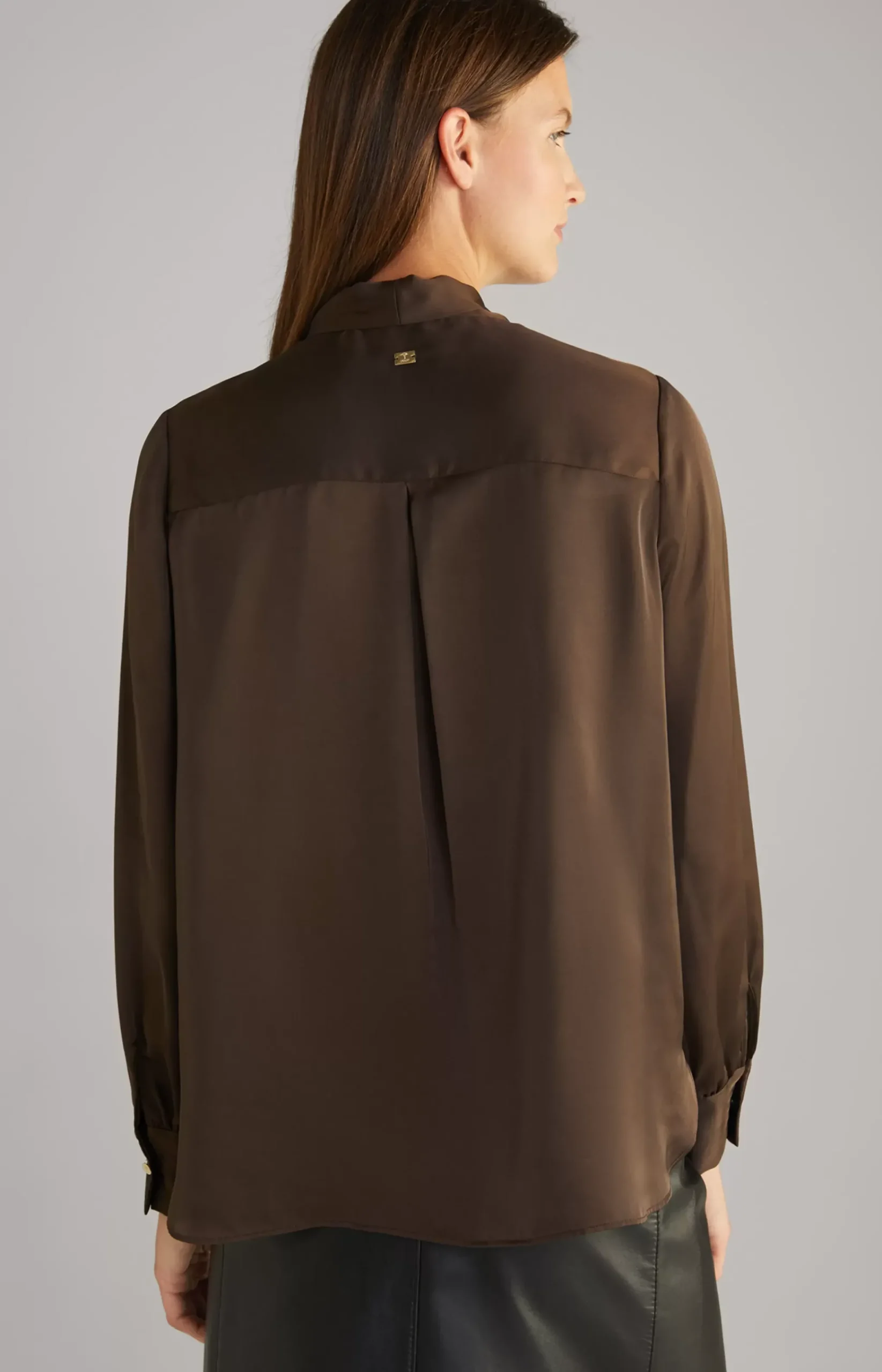 Satin Blouse in Dark Brown