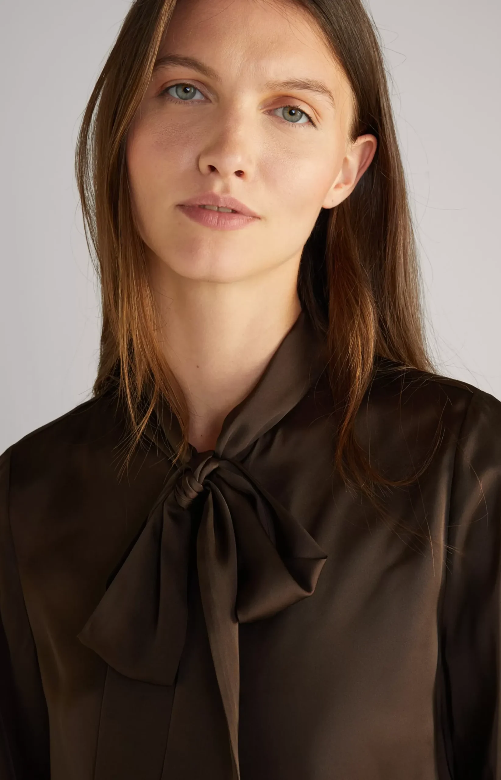 Satin Blouse in Dark Brown