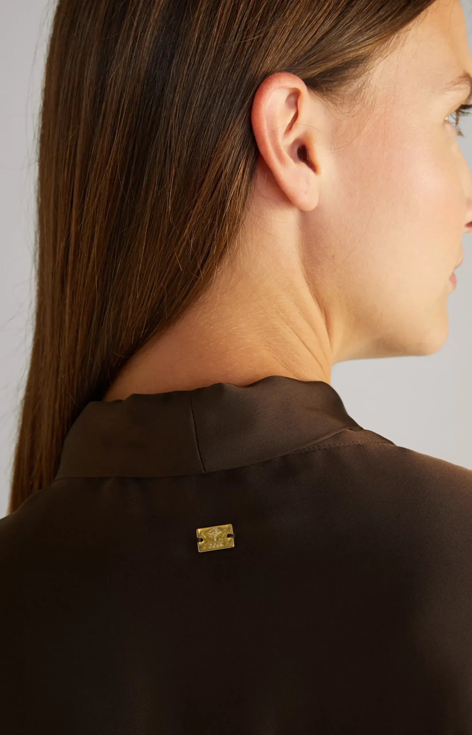 Satin Blouse in Dark Brown