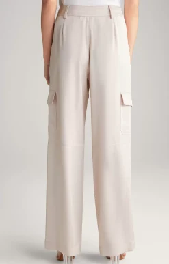 Satin Cargo Trousers in Pale Pink