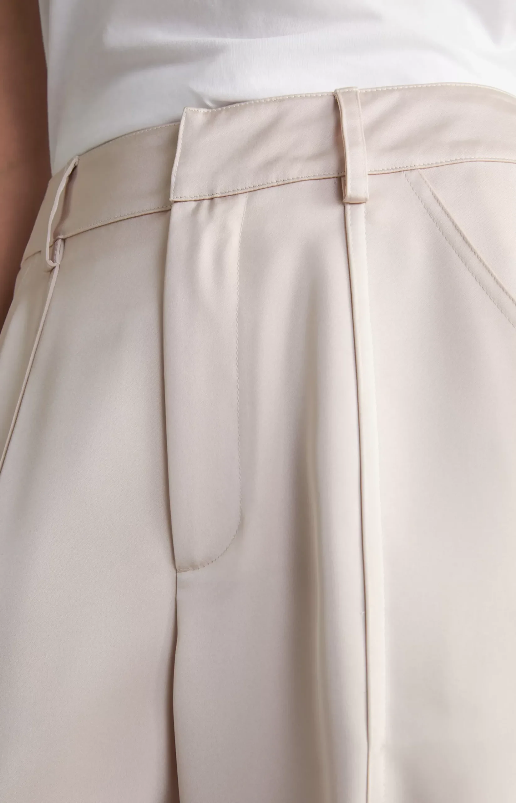 Satin Cargo Trousers in Pale Pink