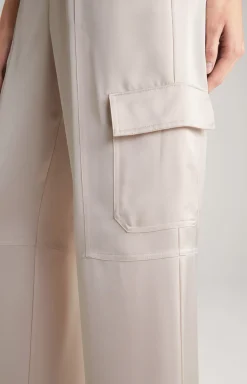 Satin Cargo Trousers in Pale Pink