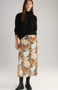 Satin Skirt in a Brown/Black/Ecru Pattern