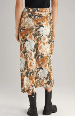 Satin Skirt in a Brown/Black/Ecru Pattern