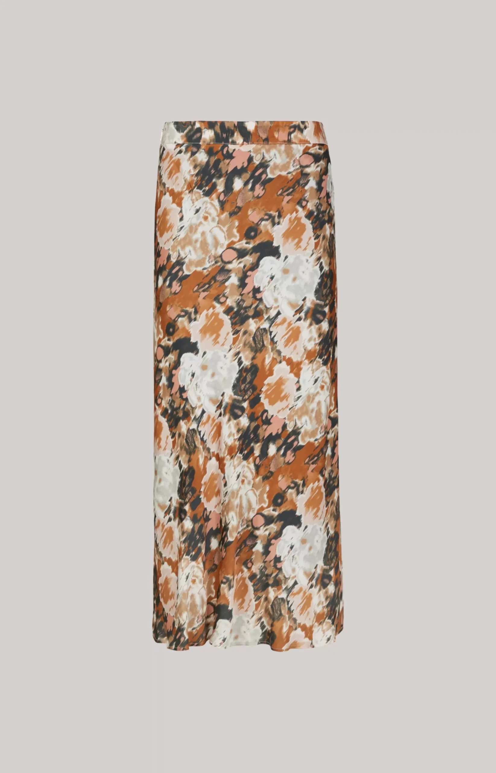 Satin Skirt in a Brown/Black/Ecru Pattern