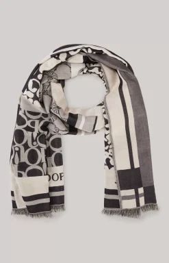 Scarf in an Anthracite/Ecru Pattern