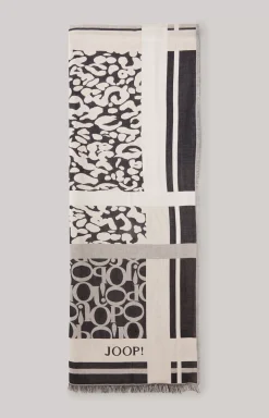Scarf in an Anthracite/Ecru Pattern