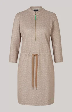 Scuba Dress in a Beige Pattern