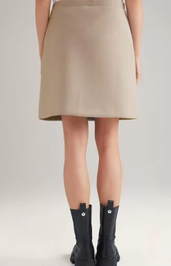 Scuba Mini Skirt in Beige