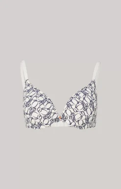 Seamless cup bra in White/Blue