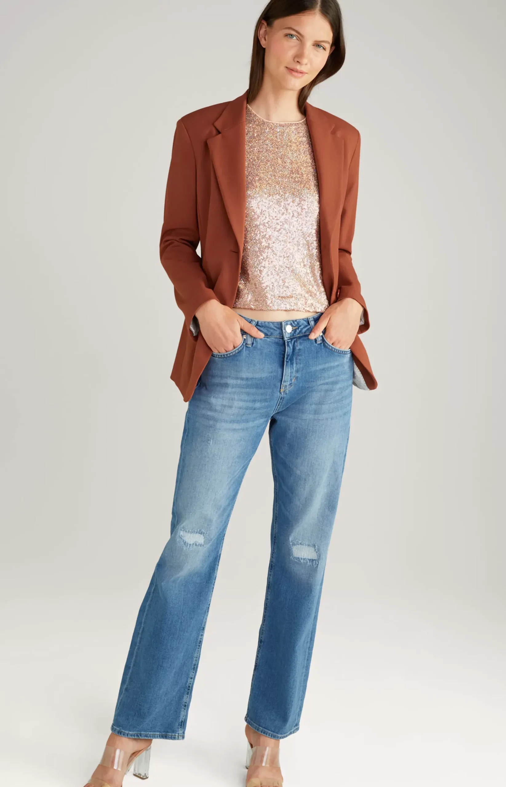 Sequined Blouse-style Top in Copper/Gold