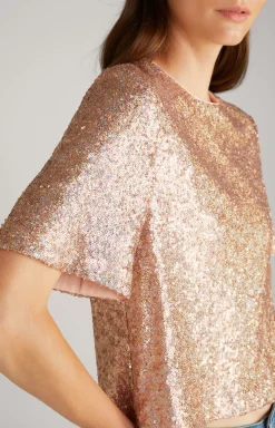 Sequined Blouse-style Top in Copper/Gold