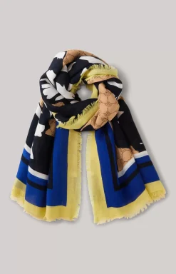 Shawl in a Beige, Yellow and Blue Pattern