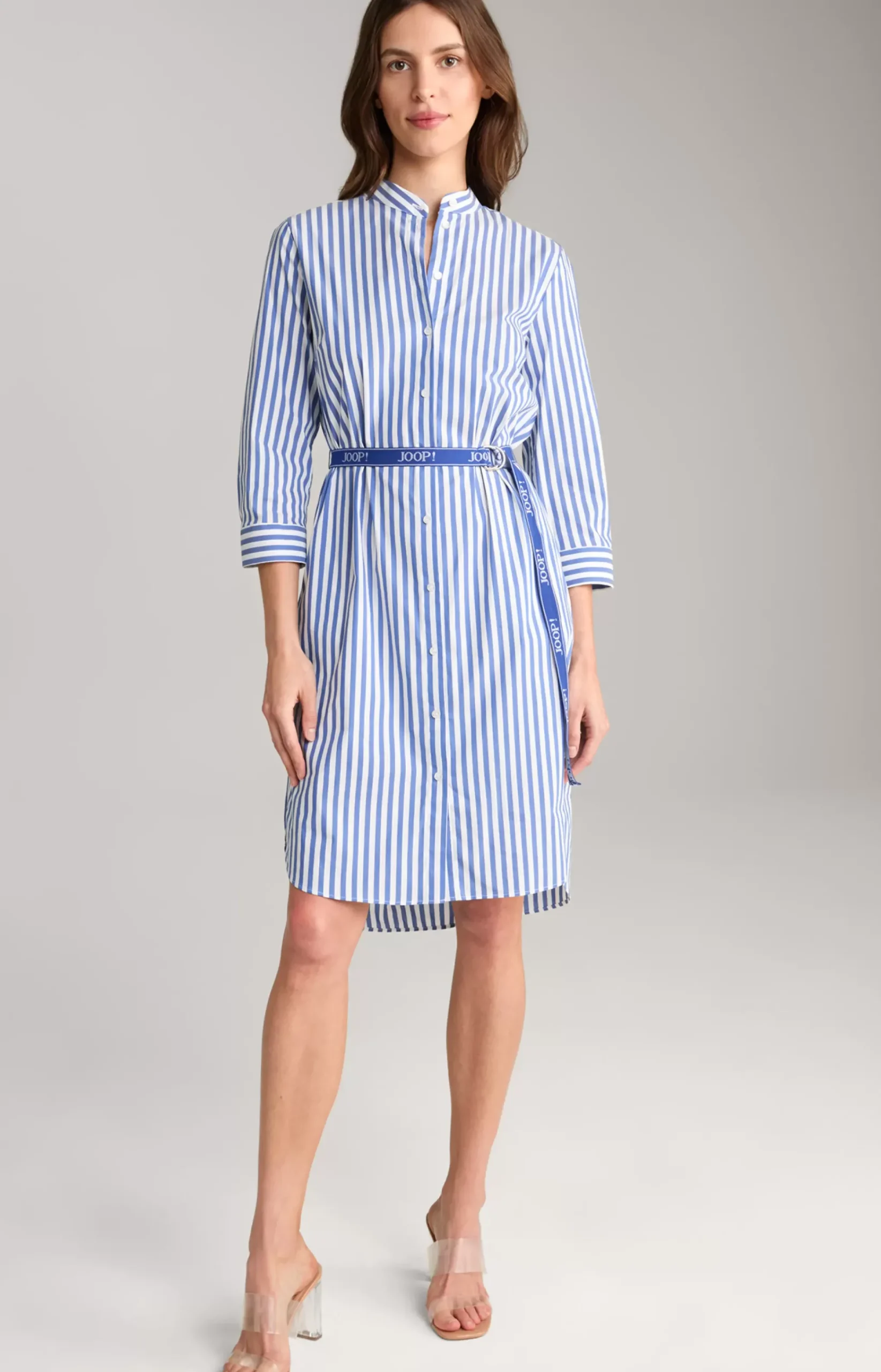 Shirt Dress in Blue/White Stripes