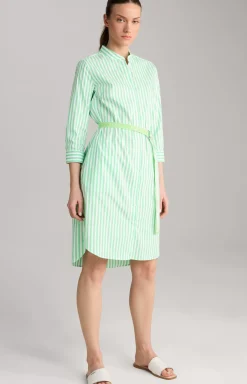 Shirt Dress in Green/White Stripes