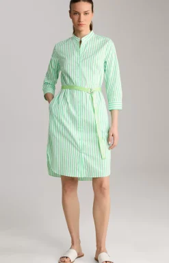 Shirt Dress in Green/White Stripes
