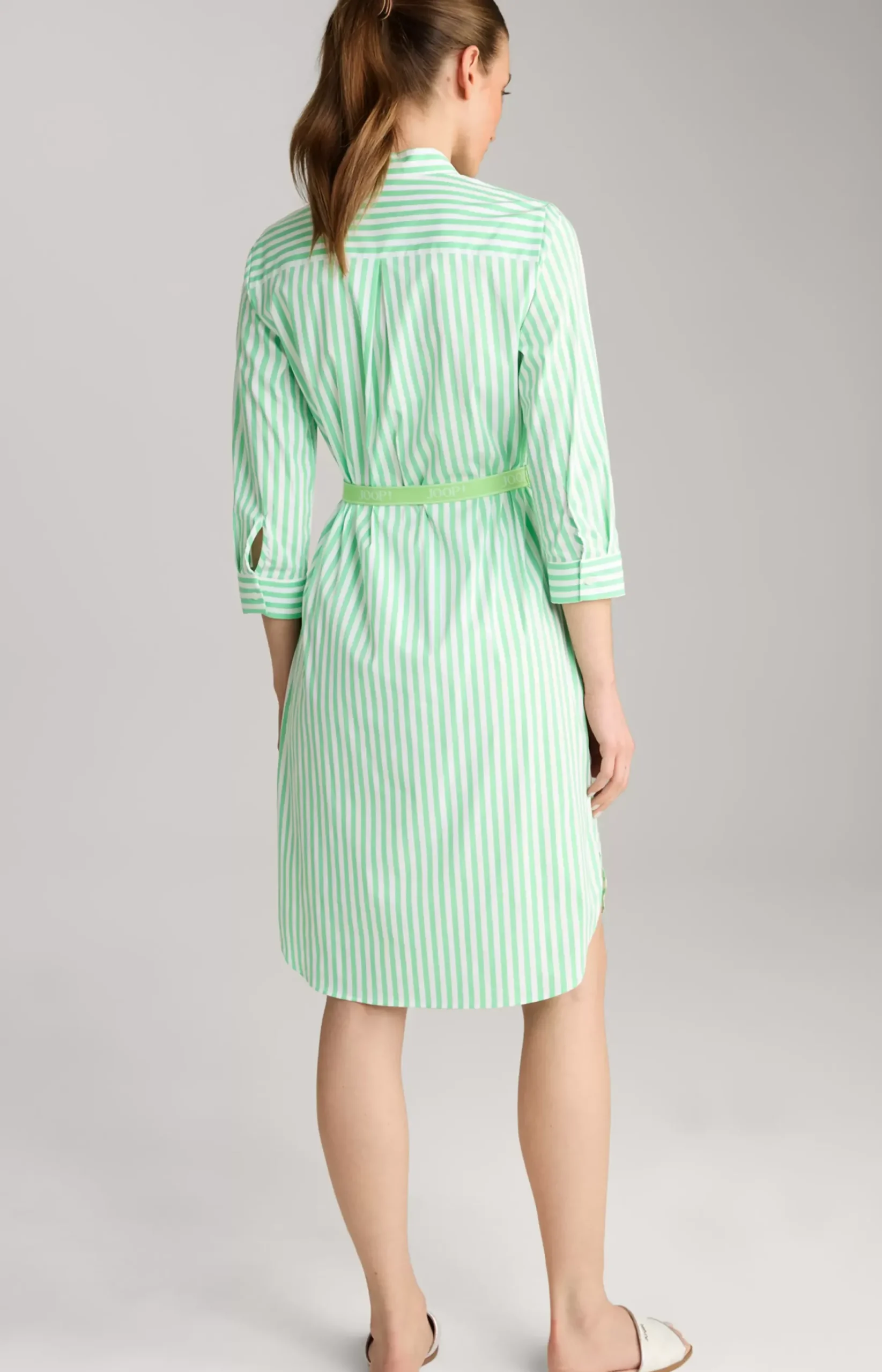 Shirt Dress in Green/White Stripes