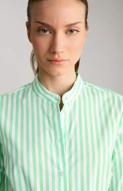 Shirt Dress in Green/White Stripes