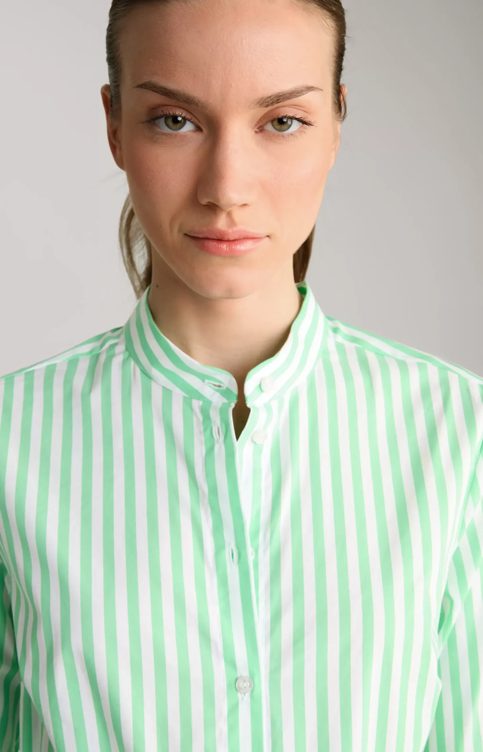 Shirt Dress in Green/White Stripes