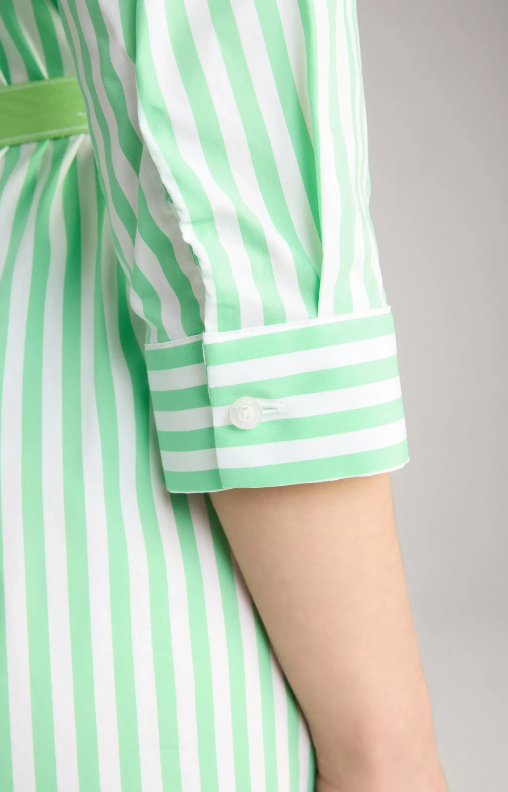 Shirt Dress in Green/White Stripes