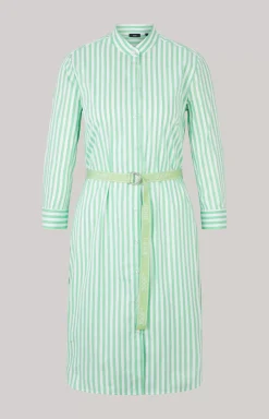 Shirt Dress in Green/White Stripes
