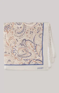 Silk Pocket Square in Beige/Navy