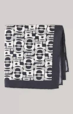 Silk Pocket Square in Dark Navy/Off-white