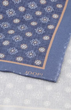 Silk Pocket Square in Dark Blue/Beige
