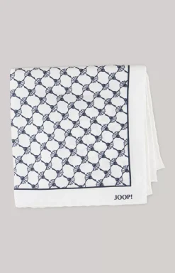 Silk Pocket Square in Off-white/Dark Navy