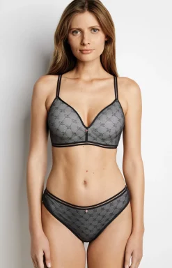 Soft bra with cup in Light Grey Melange/Black