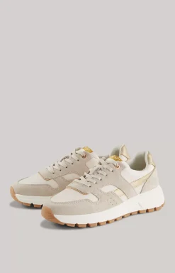 Specchio Misto Hanna Low-Top Trainers in Beige/Gold