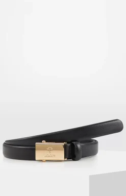 Thin leather belt in black