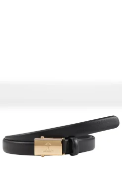 Thin leather belt in black