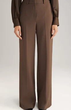 Trousers with Pressed Creases in Dark Brown