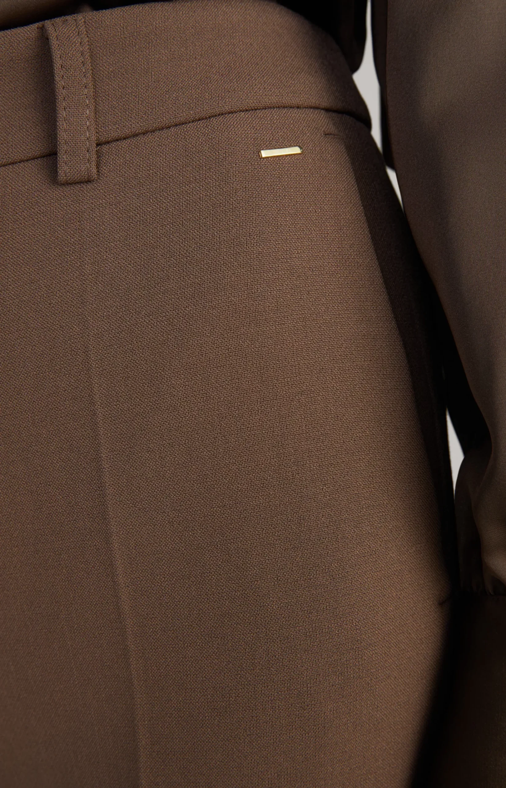 Trousers with Pressed Creases in Dark Brown