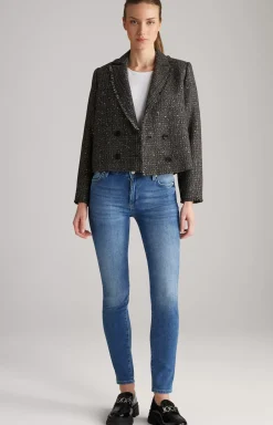 Tweed Blazer Jacket in Black/Grey/Gold